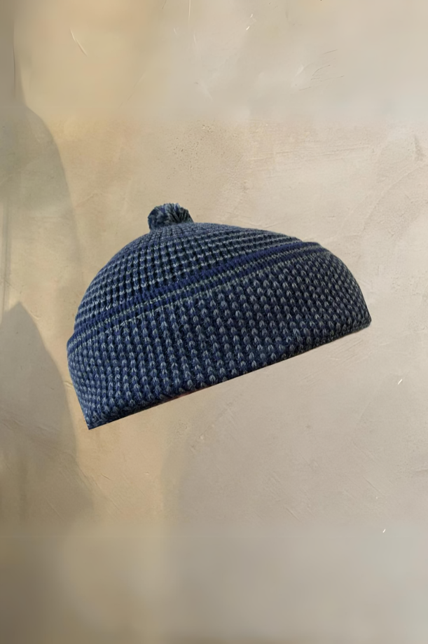 Navy & Grey Moroccan Beanie Hat
