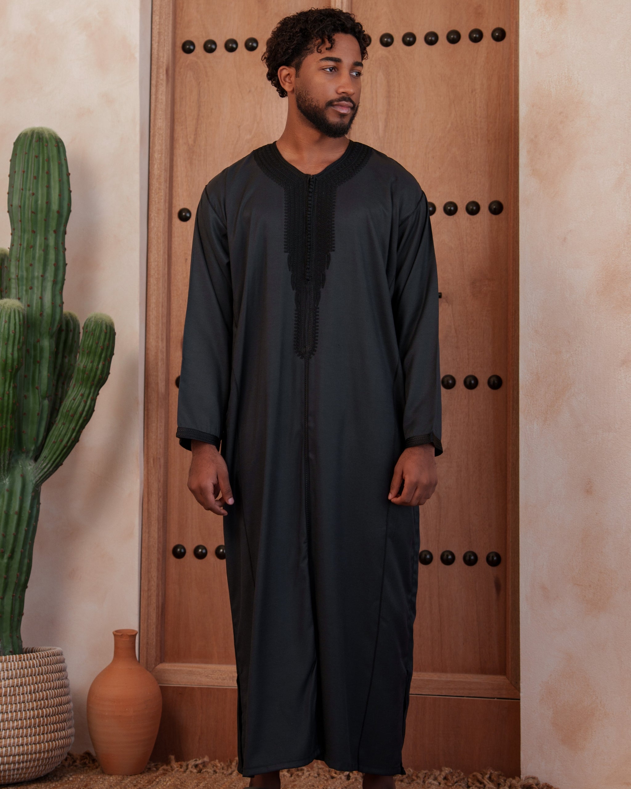 Moroccan Thobes | Moroccan Kaftan | Triple Black Moroccan Kaftan