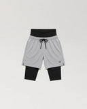 M-Flex Awrah Shorts in Grey with black inner leggings and black navel waistband