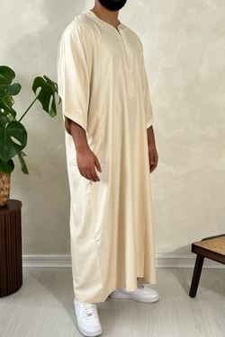 Collection of Cream Luxe Thobe | Cream Moroccan Thobe | Al-Layth in a gallery layout