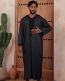 Triple Black Moroccan Thobe (Kaftan)