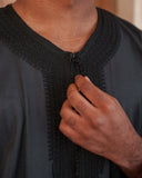 Triple Black Moroccan Thobe (Kaftan)