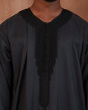 Triple Black Moroccan Thobe (Kaftan)
