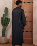 Triple Black Moroccan Thobe (Kaftan)