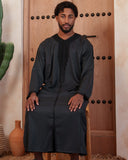 Triple Black Moroccan Thobe (Kaftan)