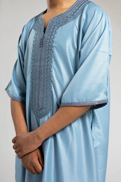 Collection of Baby Blue Moroccan Thobe | Blue Moroccan Thobe | Al-Layth in a gallery layout