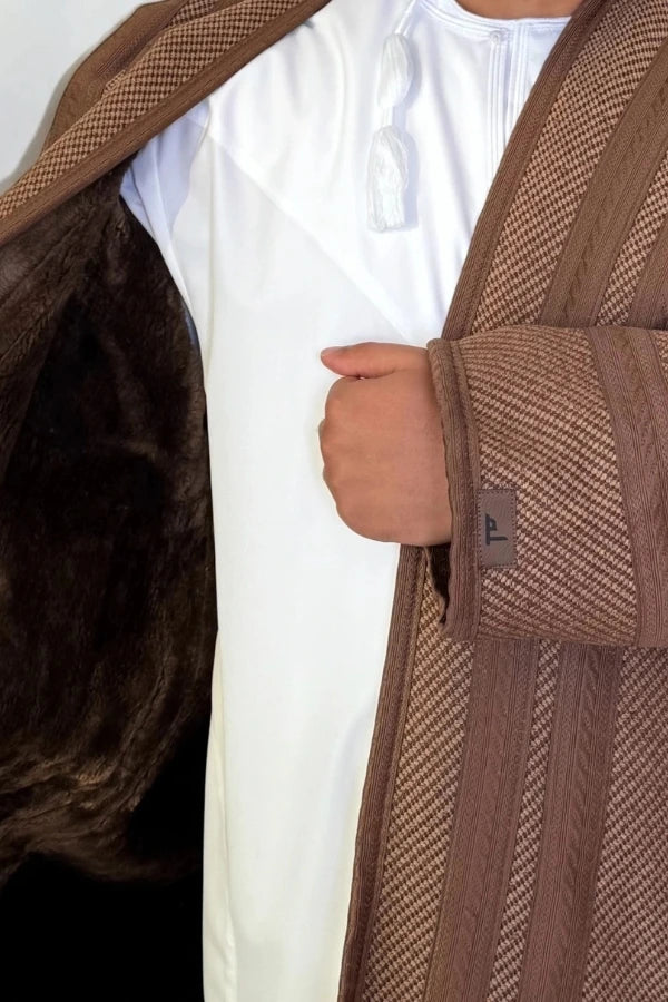 Brown Farwa Coat | Camel Brown Farwa | Al-Layth