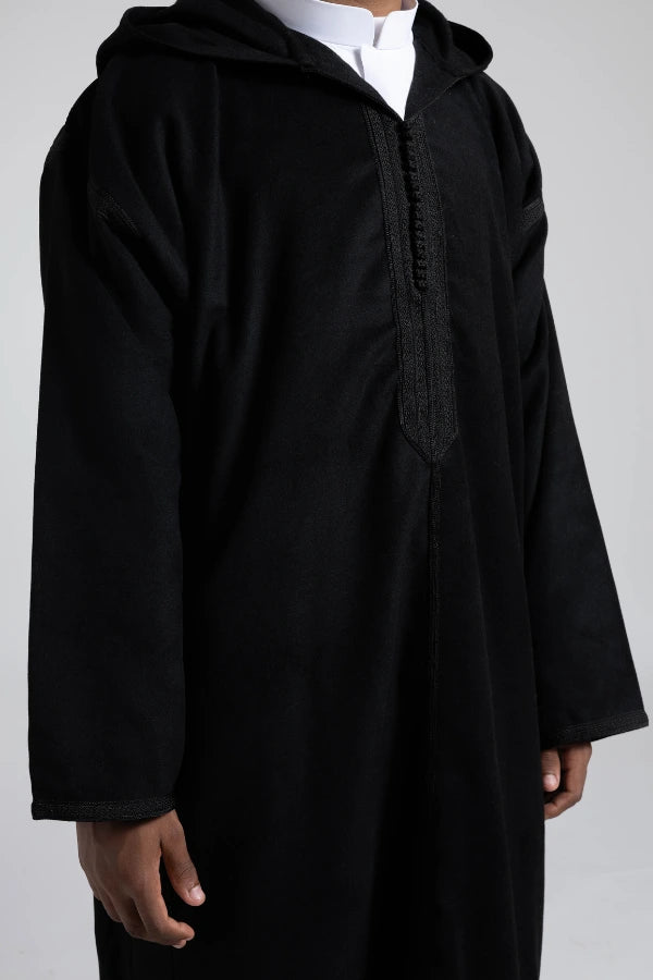 Black Moroccan Djellaba | Triple Black Djellaba | Al-Layth