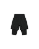 Black M-Flex Awrah Shorts flat lay, back