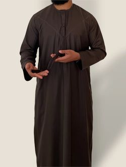 Collection of Dark Brown Emirati Thobe | Emirati Style Thobe | Al-Layth in a gallery layout
